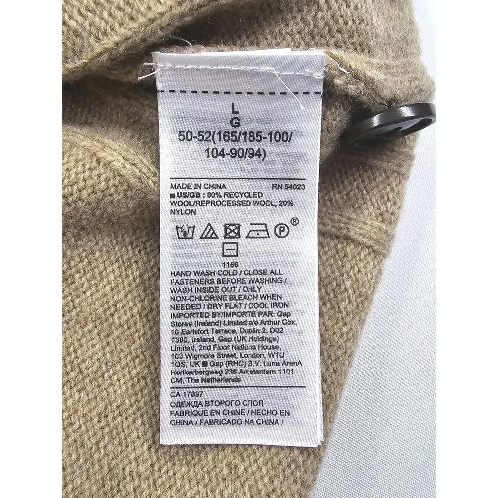 Banana Republic Mock Neck 1/4 Button Sweater Mens L‎ 80% Recycled Italian Wool